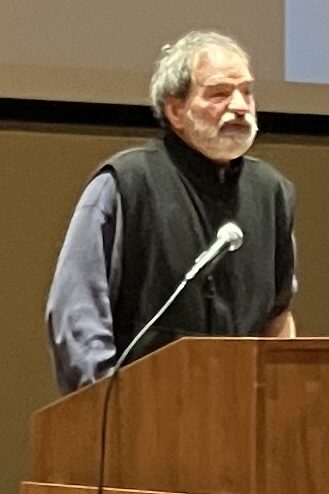 Radical Elders member Ted Glick speaks at the MLK March of Resistance rally in Newark, N.J., on Jan.18, 2025.